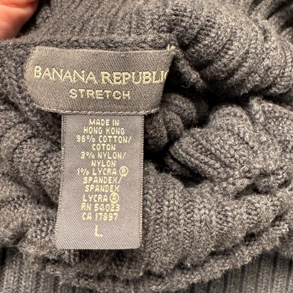 Banana Republic Turtleneck Sweater Mens Large L Stretch Ribbed Gray Cotton Blend
